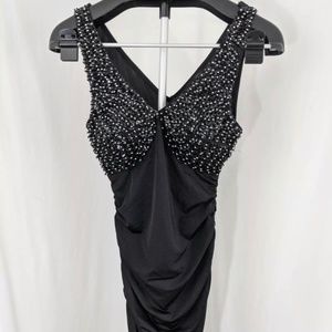 LOVE CULTURE Ruched Bodycon Sequin Black Dress - Small